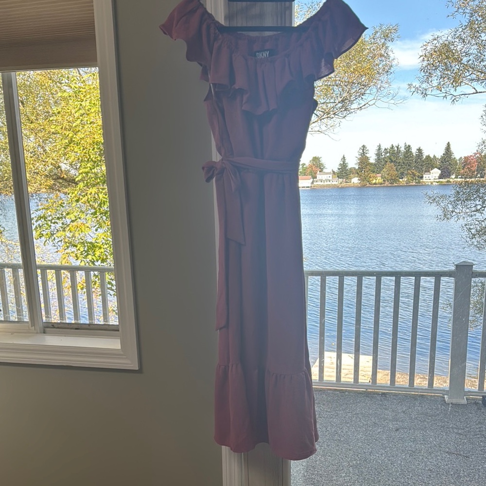 Off-Shoulder Ruffle Dress in Pink